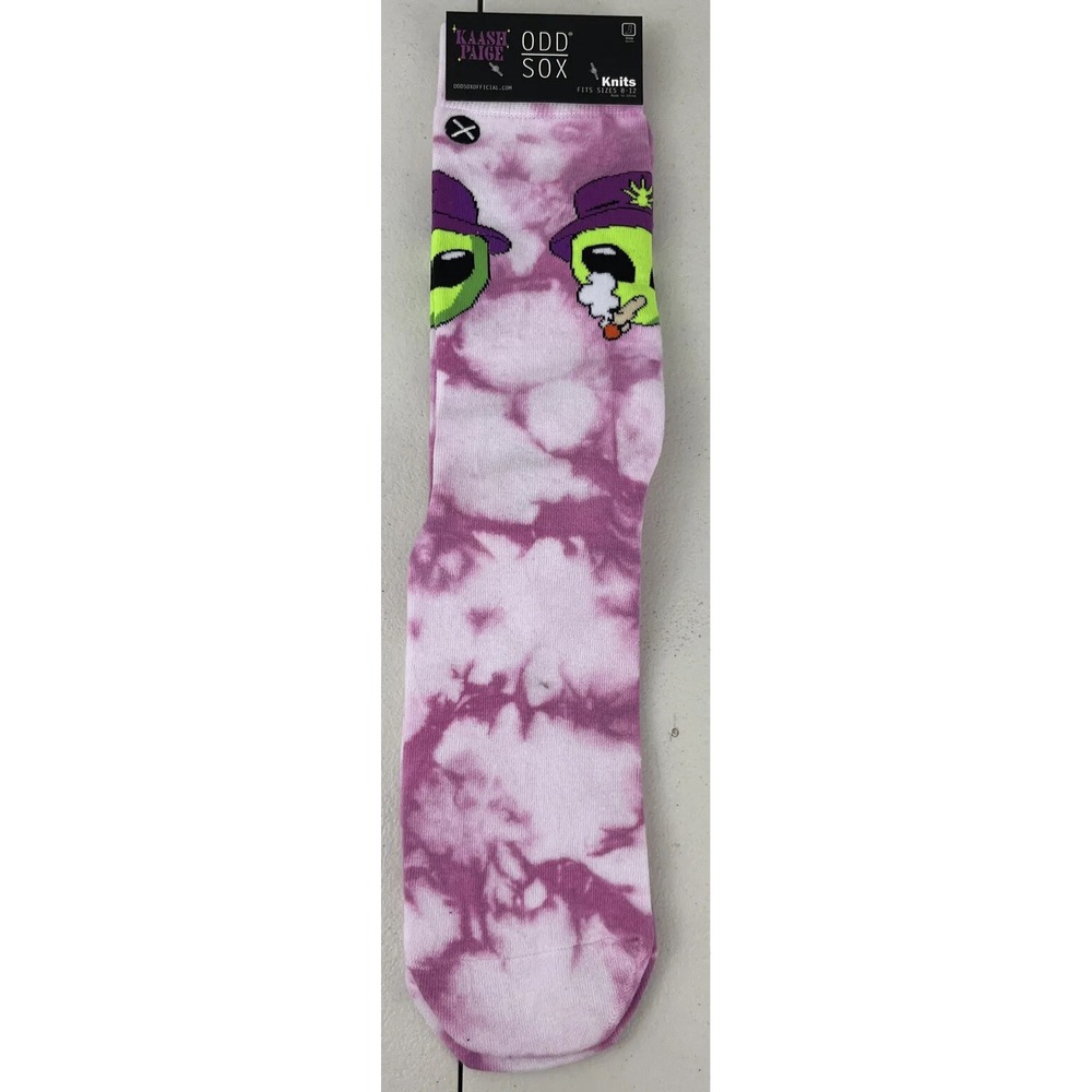 Odd Sox Kaash Paige Tie Dye Alien Crew Socks Pink Purple Mens Size 8-12 33567KP